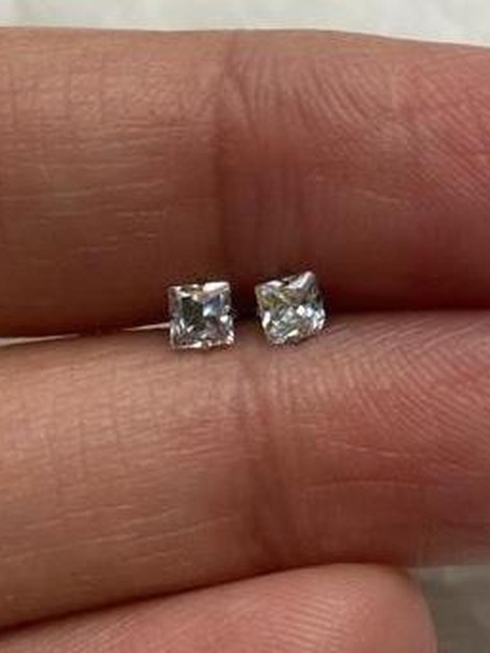 Square-Cut Clear Crystal Stud Earrings — Unbranded